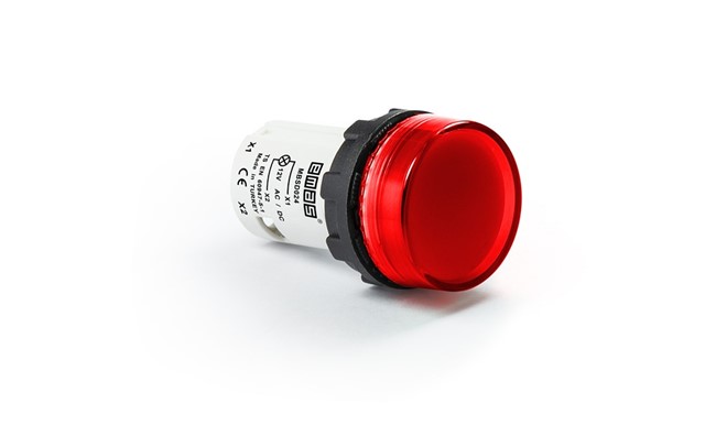 MB Serisi Plastik LED'li 12V AC/DC Kırmızı 22 mm Sinyal